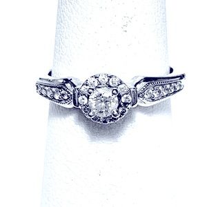 14k WhiteGold Diamond Ring Halo Style (From Zales)